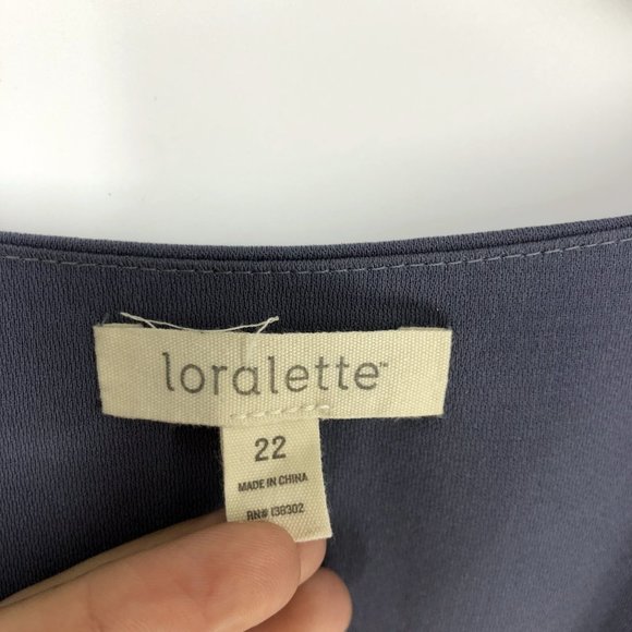 Loralette Dusty Blue Fit and Flare Surplice Dress - Picture 3 of 7